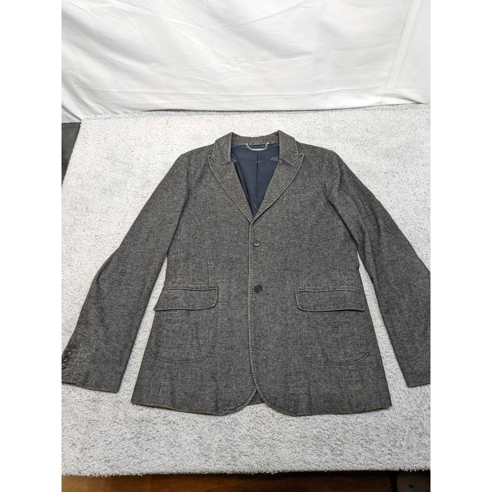 Armani Exchange Denim Blazer‎ Jacket Gray Fitted Longline Mens Size M 2-Button